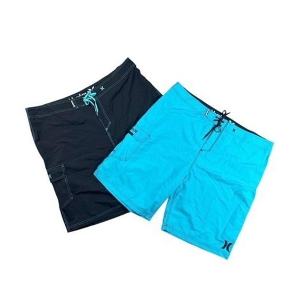 Hurley Boardshorts One and Only Mens 42 x 22 XXL Black Blue Swim Trunk Bundle